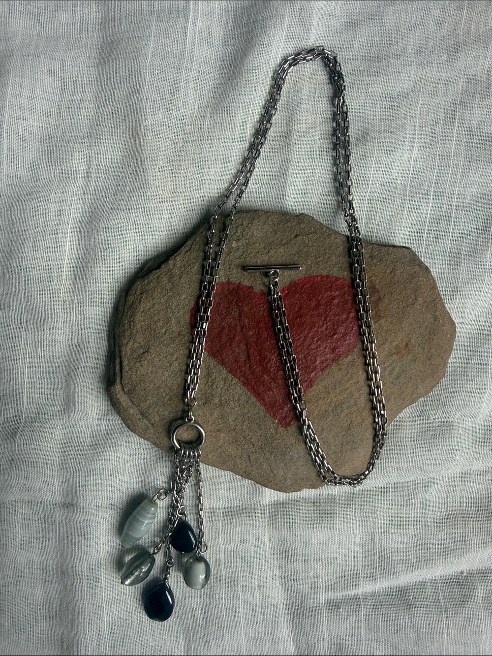 Lia Sophia Silver and Black Toggle Multi-Drop Necklace